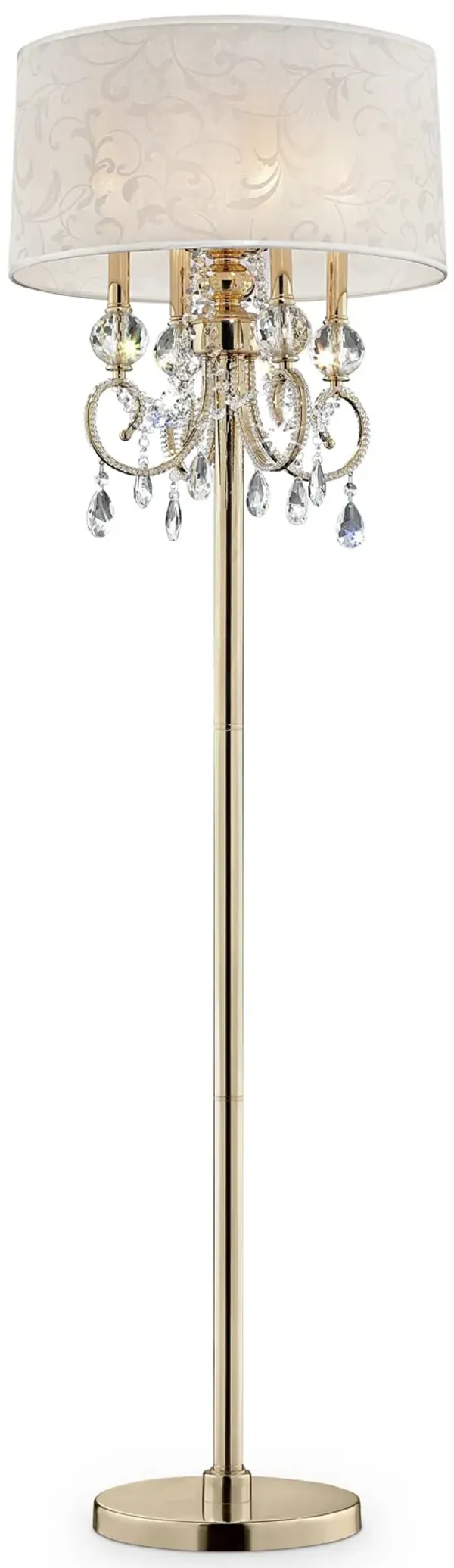 Stunning Gold Finish Floor Lamp With Crystal Accents - Brass