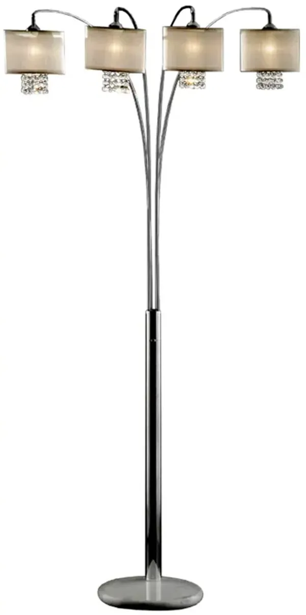 Steel Four Light Arched Floor Lamp With Drum Shade - Silver