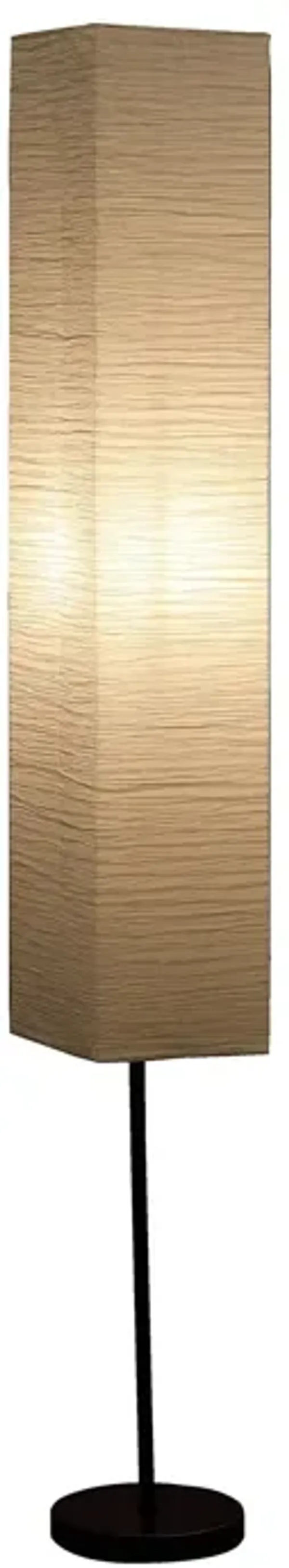 Column Floor Lamp With Off-White Rectangular Paper Shade - Black