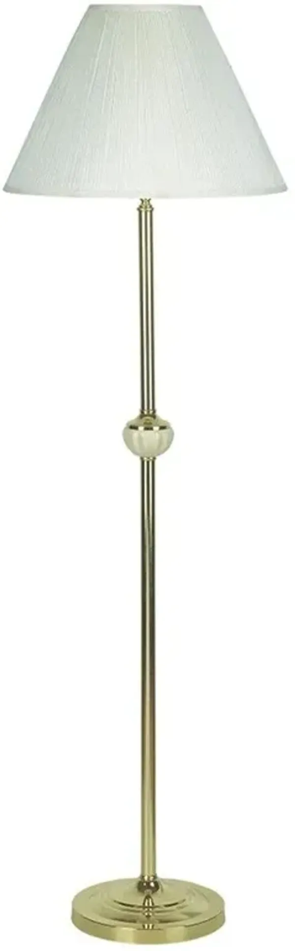 Ceramic Traditional Shaped Floor Lamp With Ivory Empire Shade - Brass