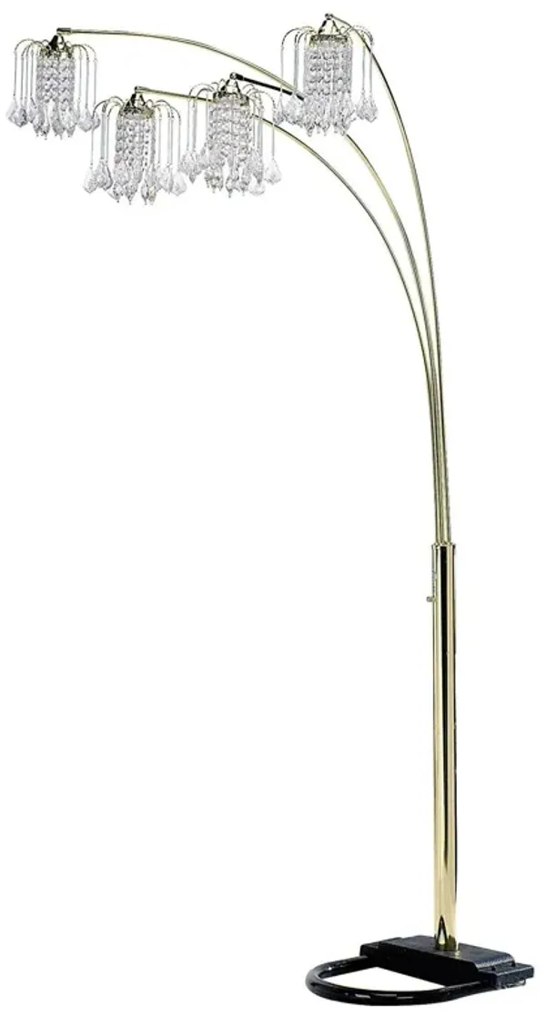 Four Lights Tree Floor Lamp With Clear Chandelier Shade - Gold