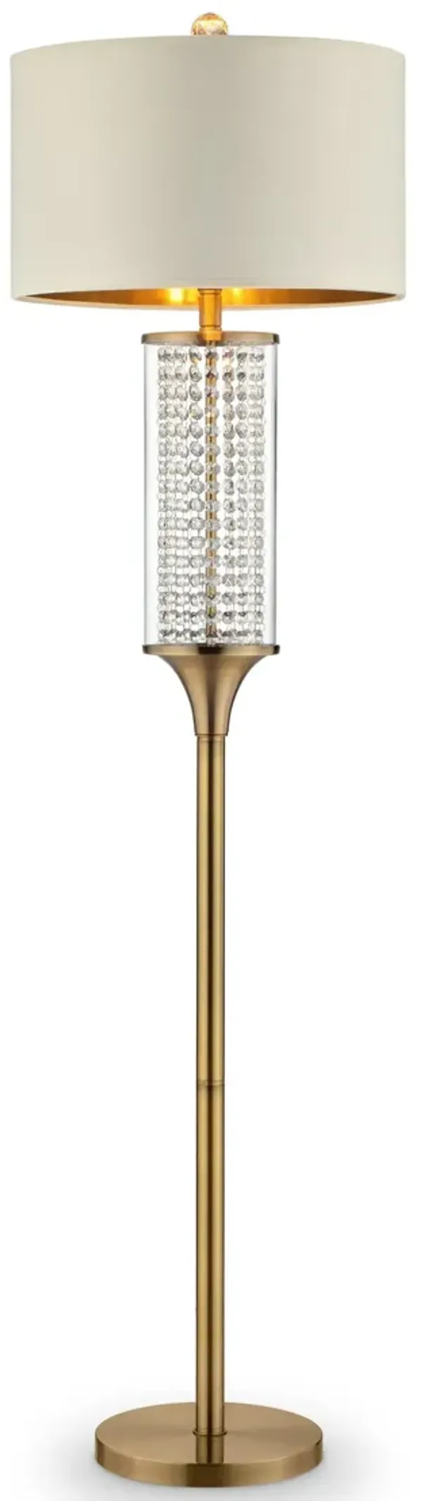 Column Floor Lamp With Off-White Drum Shade - Gold