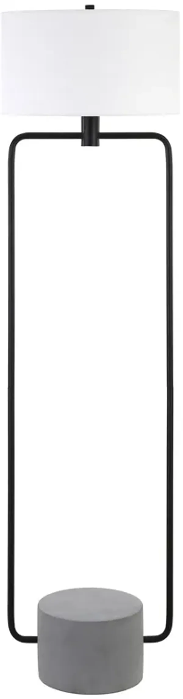 63" Column Floor Lamp With White Frosted Glass Drum Shade - Black