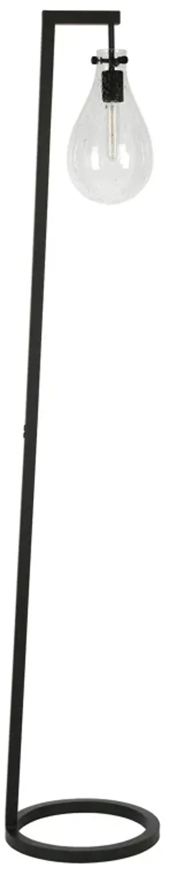 Reading Floor Lamp With Clear Seeded Glass Empire Shade - Black