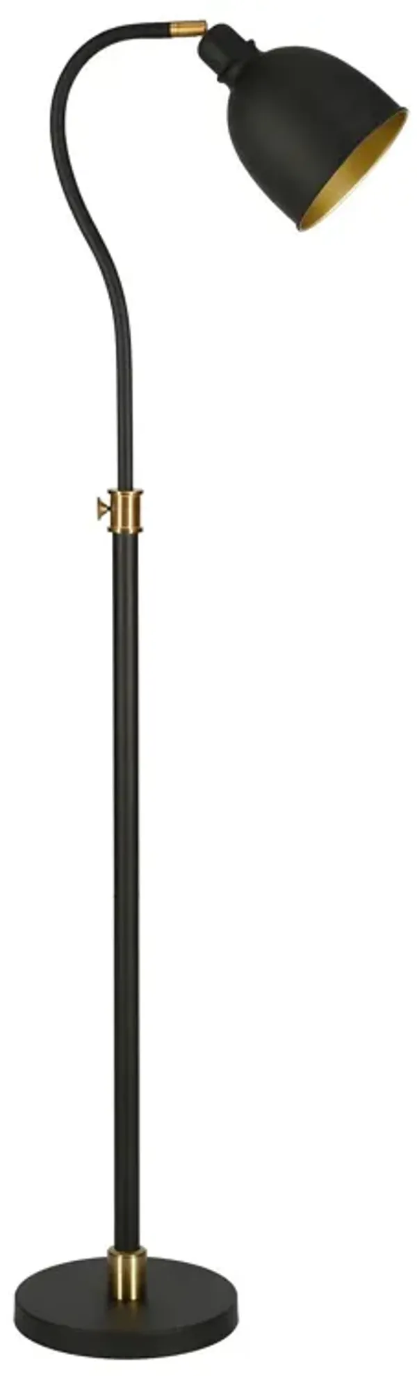 Adjustable Reading Floor Lamp With Black Dome Shade - Black