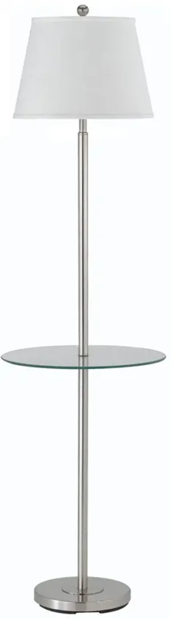 Tray Table Floor Lamp With White Transparent Glass Square Shade - Nickel