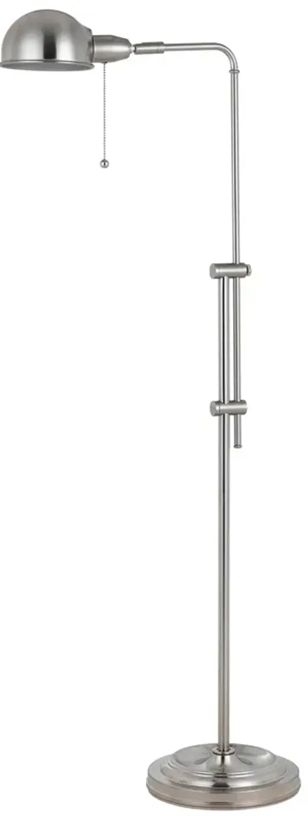 Adjustable Traditional Shaped Floor Lamp With Nickel Dome Shade - Nickel
