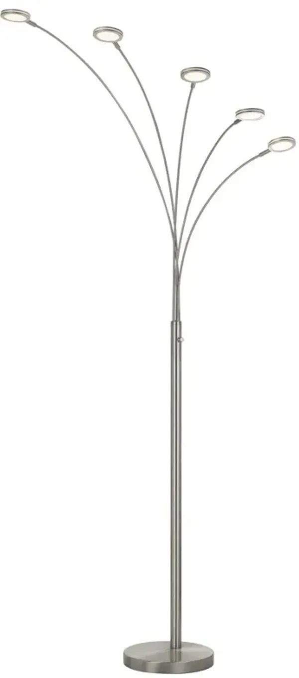 Five Light LED Arc Floor Lamp - Nickel