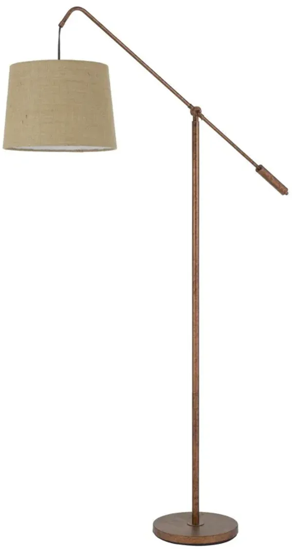 Adjustable Traditional Shaped Floor Lamp With Rust Drum Shade - Rust