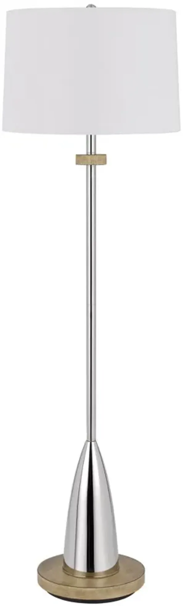 Traditional Shaped Floor Lamp With White Square Shade - Chrome