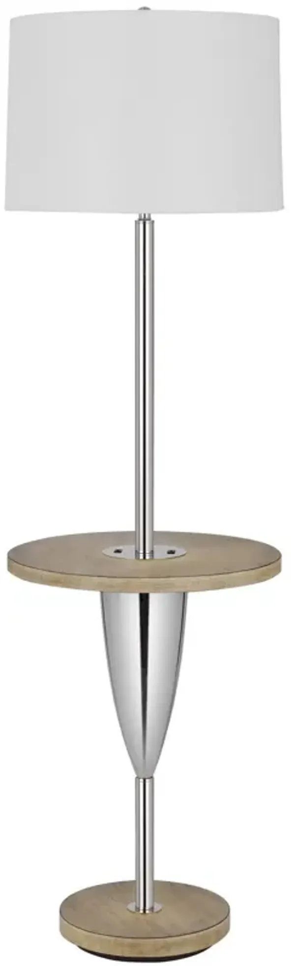 Tray Table Floor Lamp With White Square Shade - Chrome