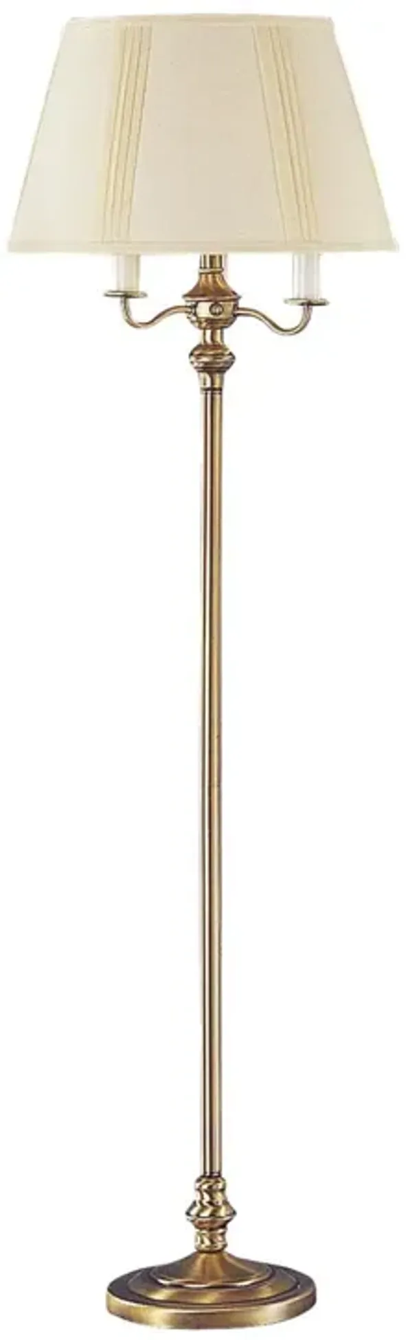 60" Four Light Traditional Shaped Floor Lamp With Beige Square Shade - Bronze