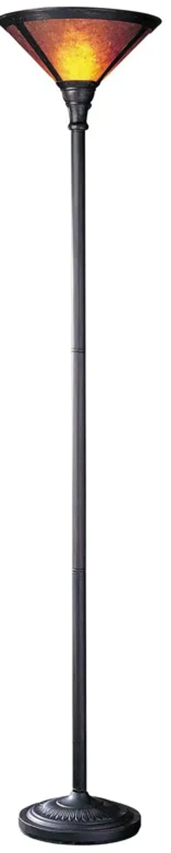 Torchiere Floor Lamp With Brown Dome Shade - Rust