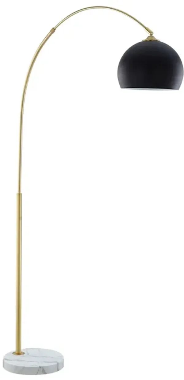 Arched Floor Lamp With Black Dome Shade - Brass
