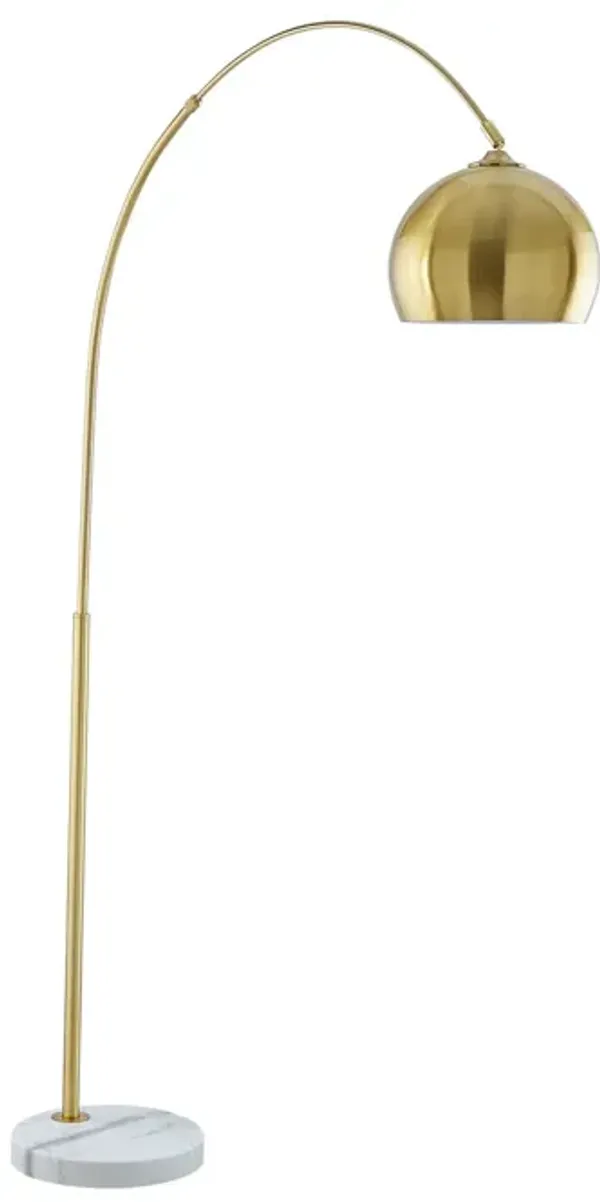 Arched Floor Lamp With Brass Dome Shade - Brass