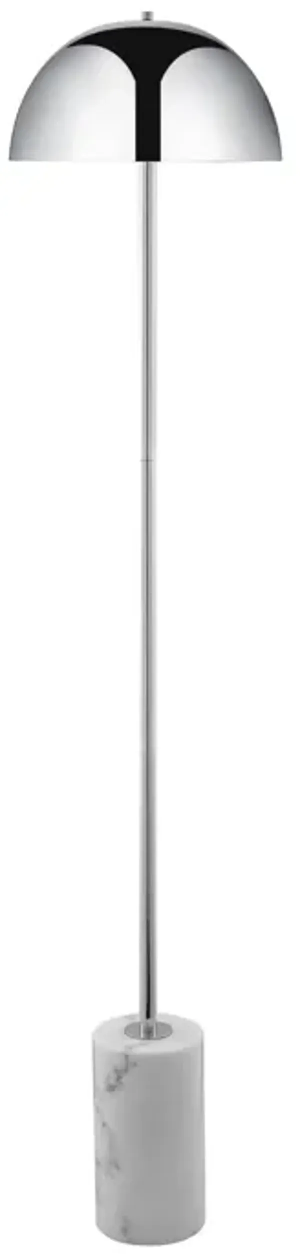 Floor Lamp With Silver Metallic Dome Shade - Chrome And White