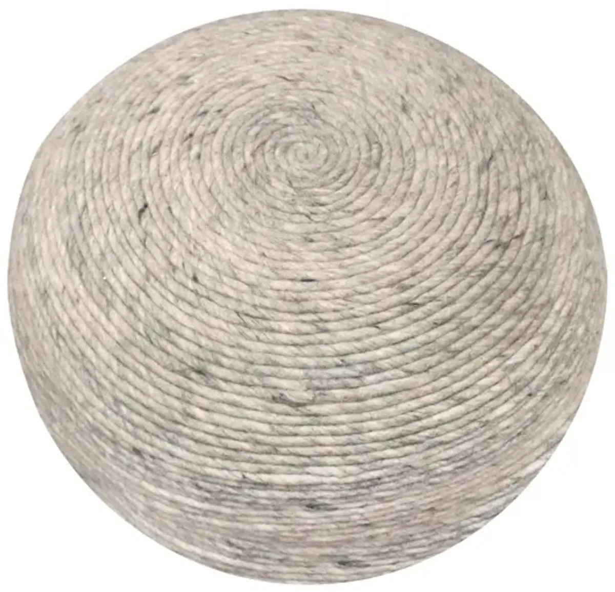 Wool Round Ribbed Pouf Ottoman - Gray