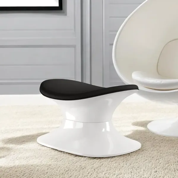 Wool And Fiberglass Contempo Footstool Ottoman - Black And White