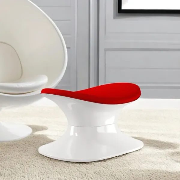 Wool And Fiberglass Contempo Footstool Ottoman - Red And White