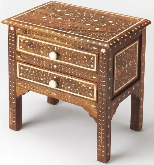 Solid Wood Frame Standard Accent Chest With Two Drawers - Brown And White