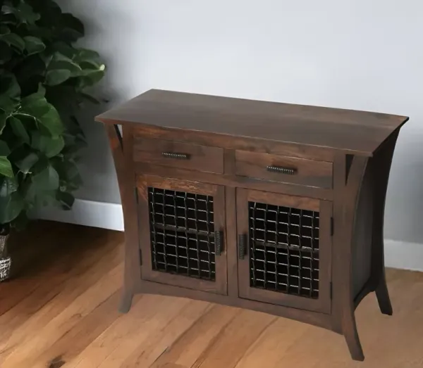 Solid Wood Frame Standard Accent Chest With Two Drawers - Dark Brown