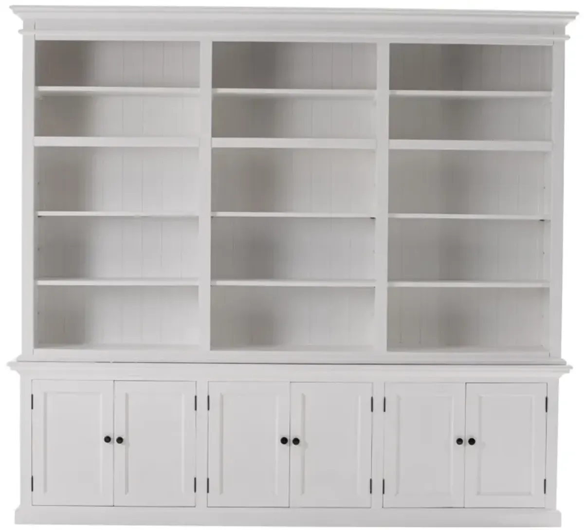 Solid Wood Frame Dining Hutch With Multiple Shelves And Three Drawers - White