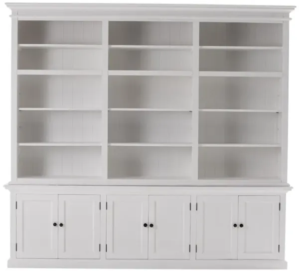 Solid Wood Frame Dining Hutch With Multiple Shelves And Three Drawers - White