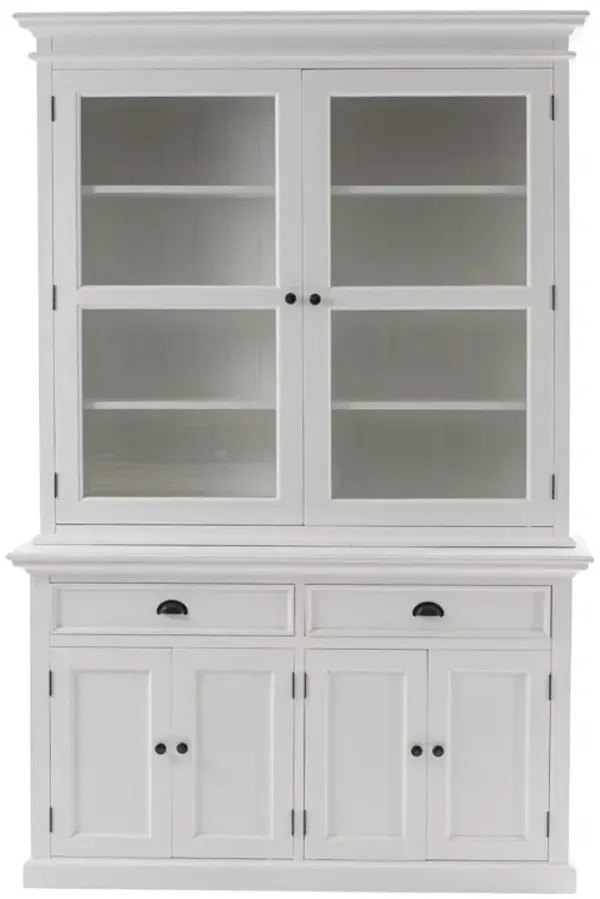 Solid Wood Frame Dining Hutch With Twelve Shelves And Two Drawers - White