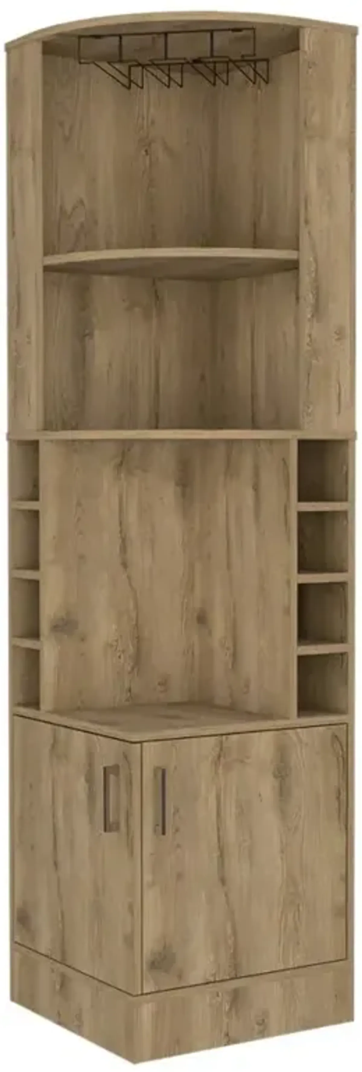 Corner Bar Cabinet With Eleven Shelves - Natural