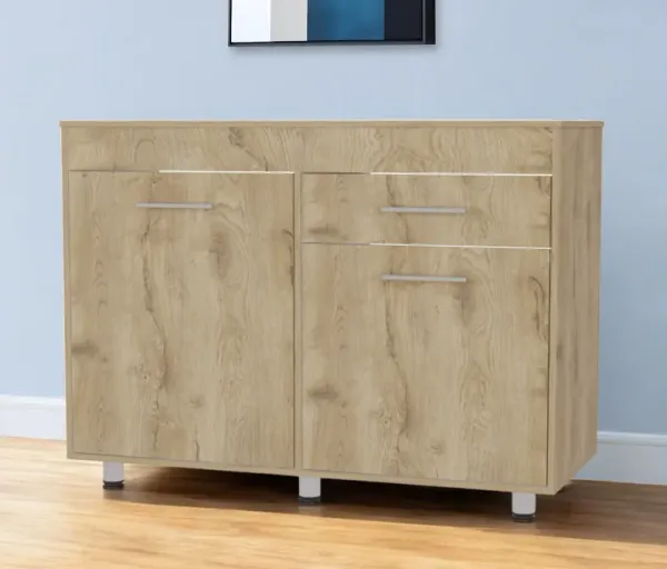 Console Accent Cabinet With Three Shelves And One Drawer - Natural