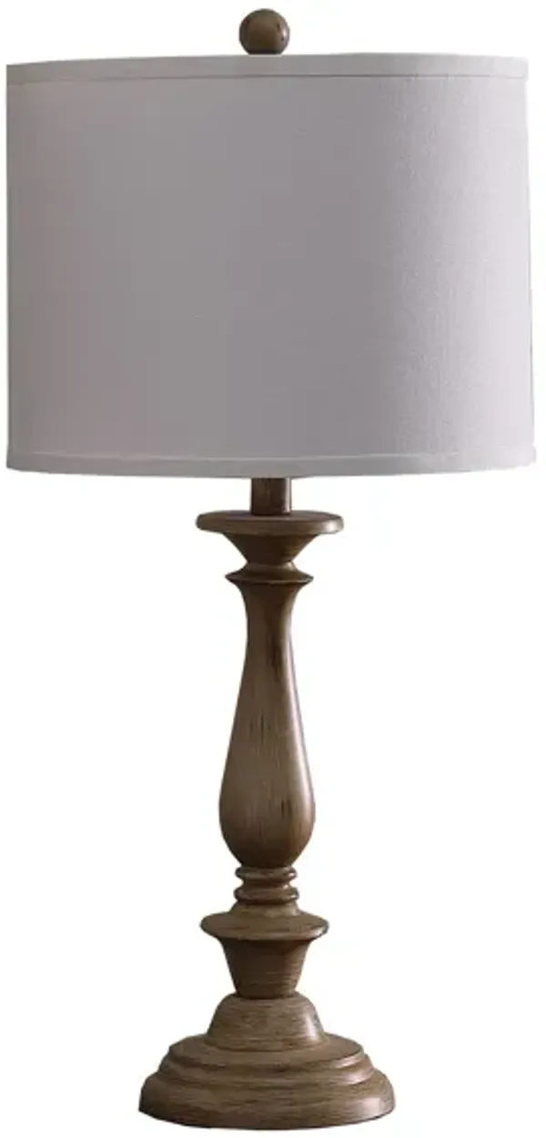 Rustic Candlestick Table Lamp With White Shade - Taupe Cream