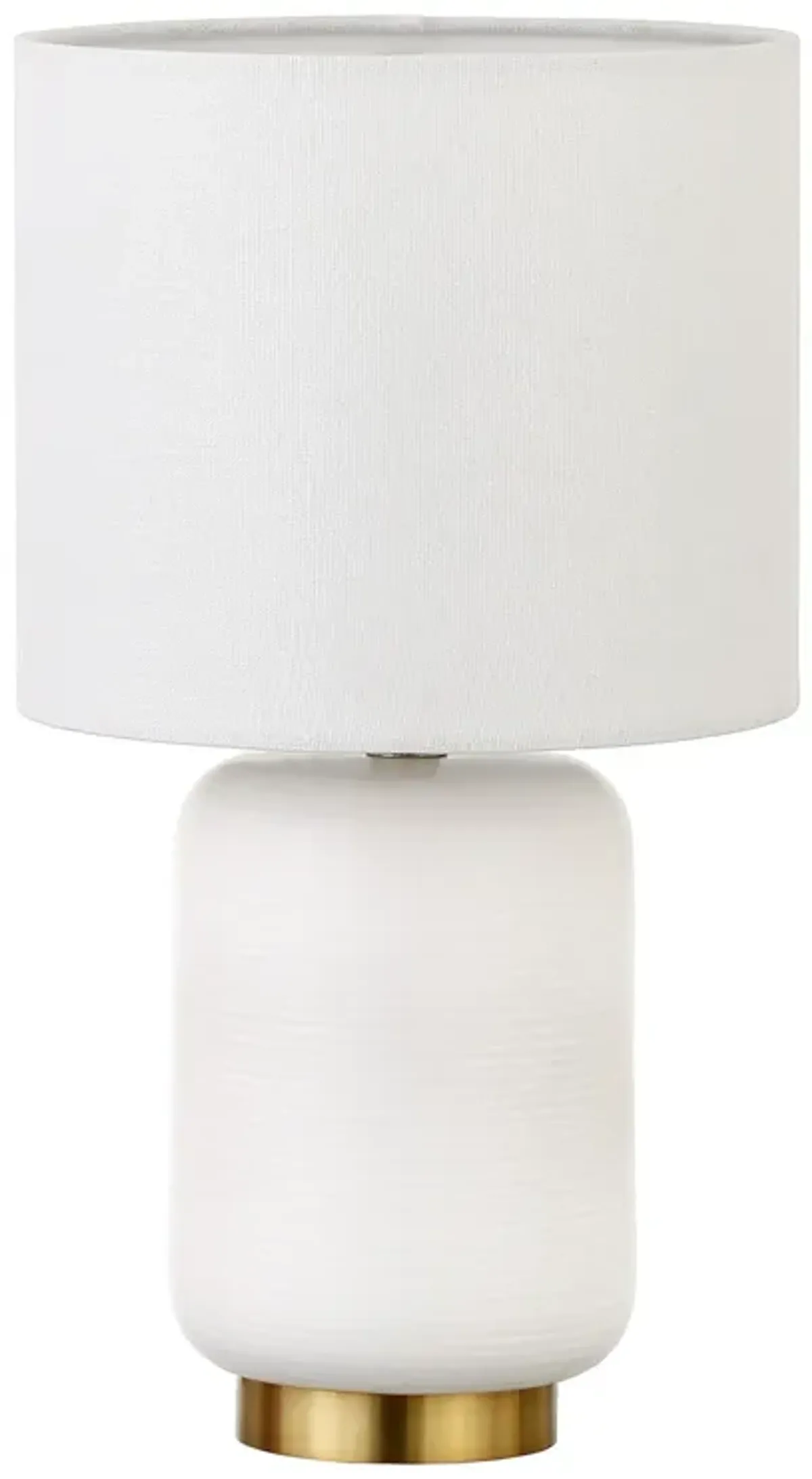 Ceramic Cylinder Table Lamp With White Drum Shade - Gold And White