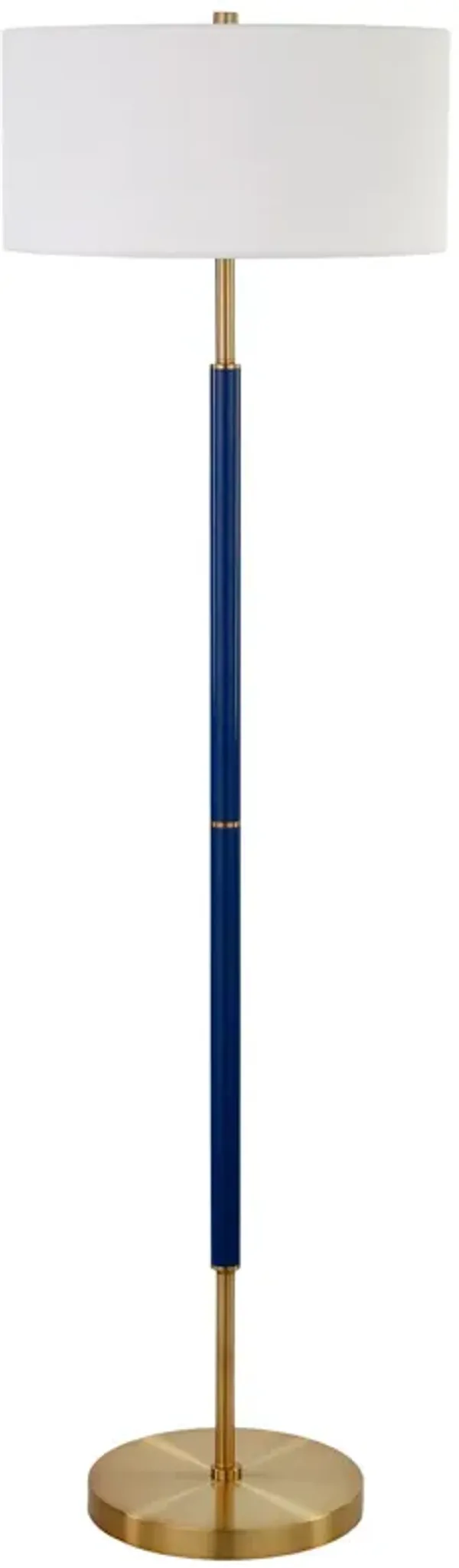 17" x 17" x 61" Two Light Floor Lamp With White Frosted Glass Drum Shade - Brass