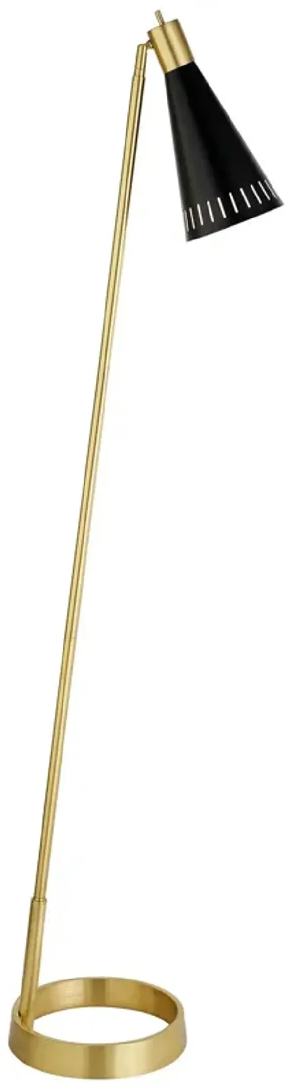 Reading Floor Lamp With Black Cone Shade - Black