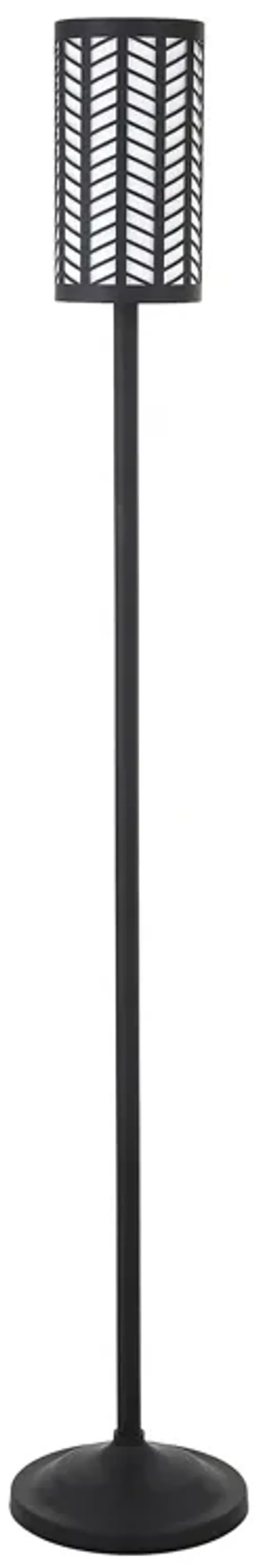 Torchiere Floor Lamp With Black Drum Shade - Black