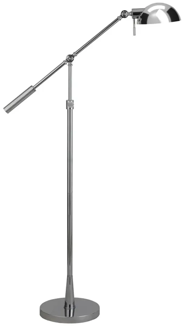 Adjustable Swing Arm Floor Lamp With Nickel No Pattern Cone Shade - Nickel