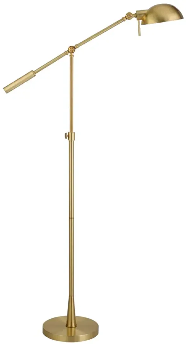 Adjustable Swing Arm Floor Lamp With Gold Cone Shade - Brass