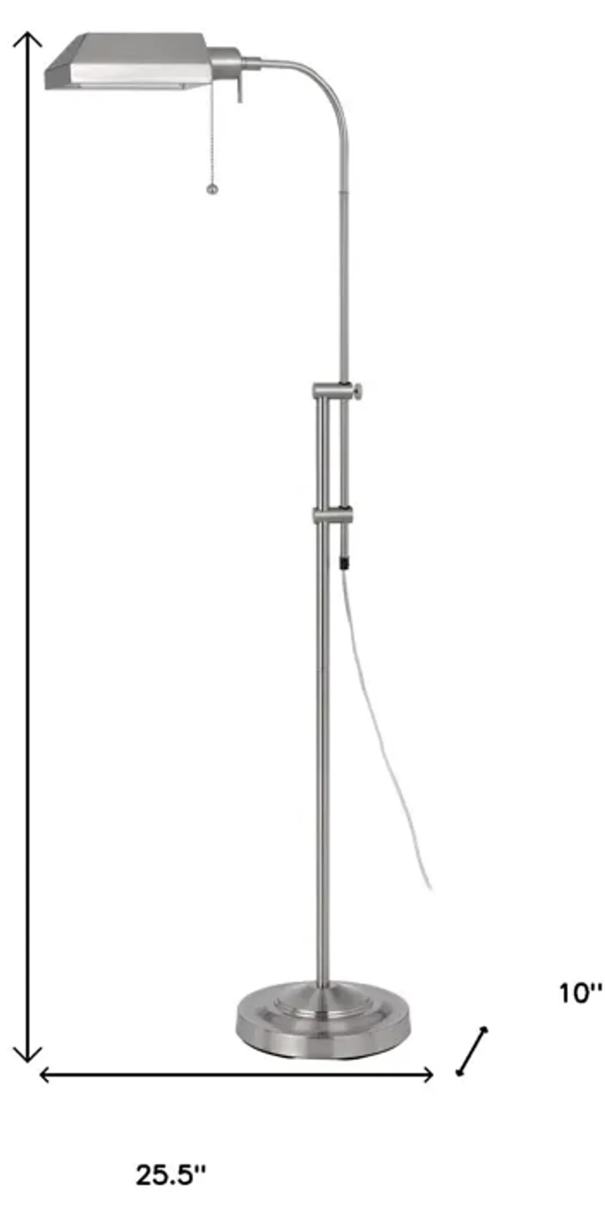 Adjustable Traditional Shaped Floor Lamp With Nickel Square Shade - Nickel