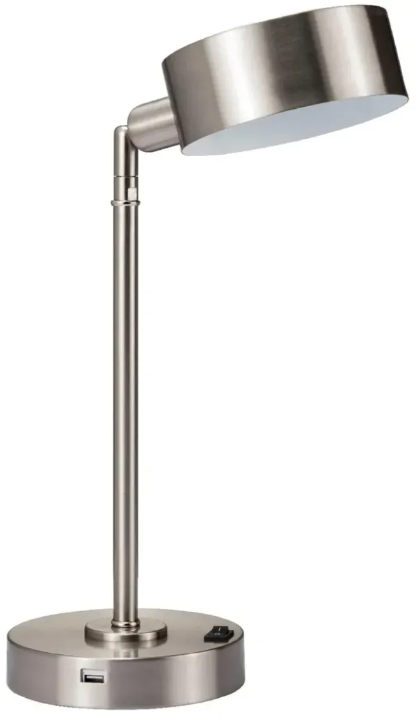 Metal Bedside Table Lamp With Silver Shade - Silver