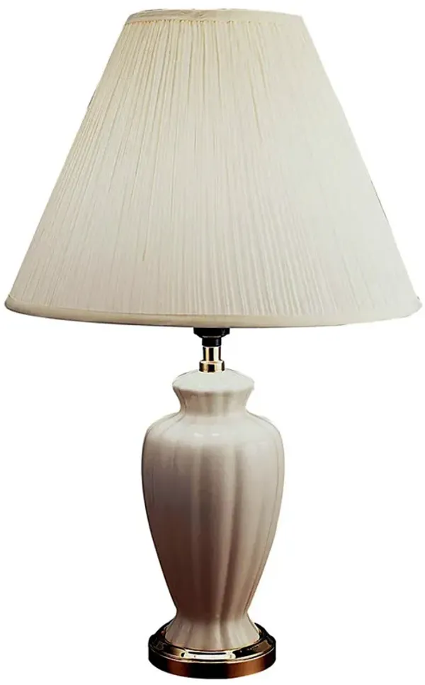 Bedside Table Lamp With Off-White Empire Shade - Gold