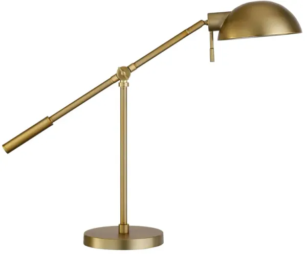 Metal Desk Table Lamp With Brass Dome Shade - Brass