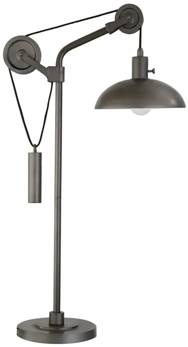 33" Metal Adjustable Desk Table Lamp With Gray Dome Shade - Gray