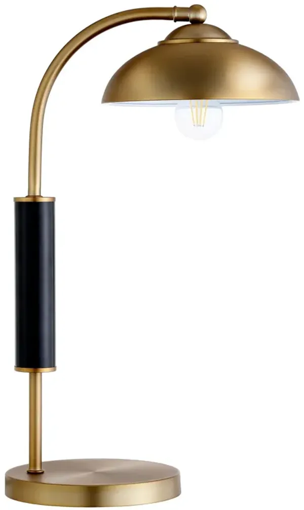 Metal Desk Table Lamp With Gold Dome Shade - Gold And Black