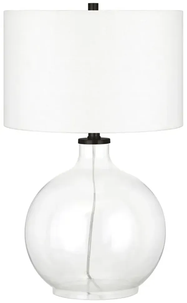 Glass Table Lamp With Drum Shade - White