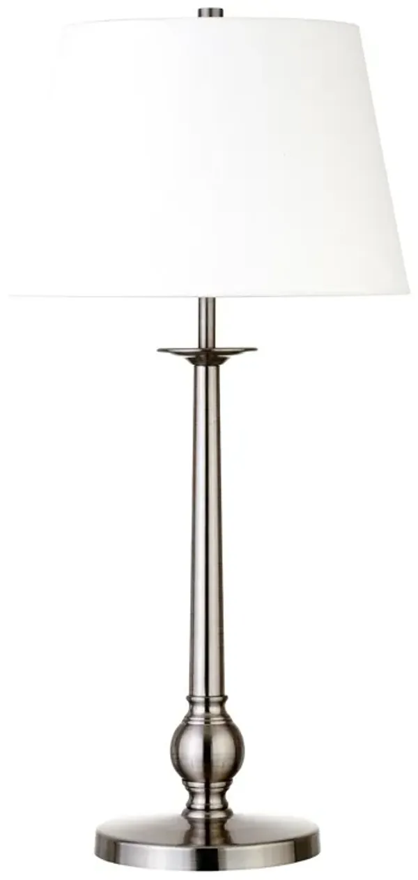 Metal Buffet Lamp With White Empire Shade - Nickel