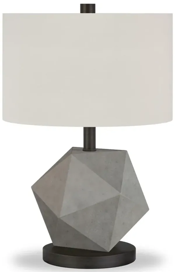19" Concrete Table Lamp With White Drum Shade - Gray And Black