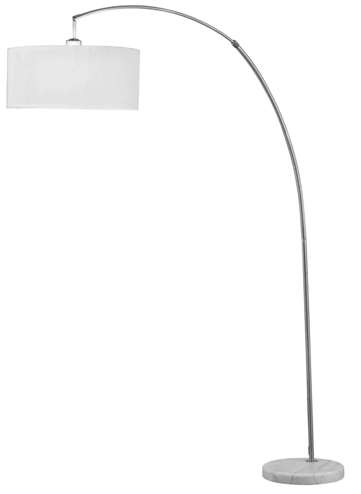 Marble Base Arching Floor Lamp - Brushed Nickel White