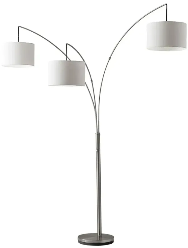 Steel Three Light Tree Floor Lamp With Solid Color Drum Shade - Silver White
