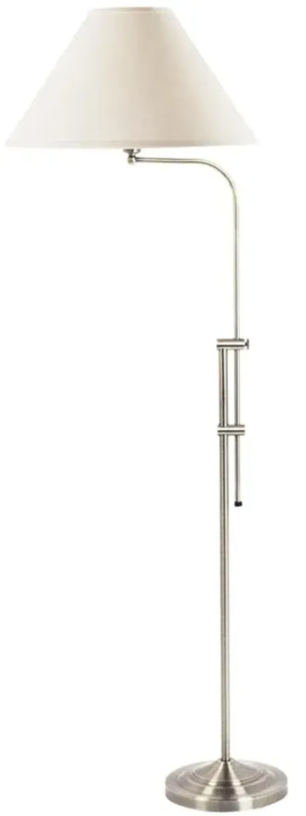 Adjustable Traditional Shaped Floor Lamp With White Empire Shade - Nickel