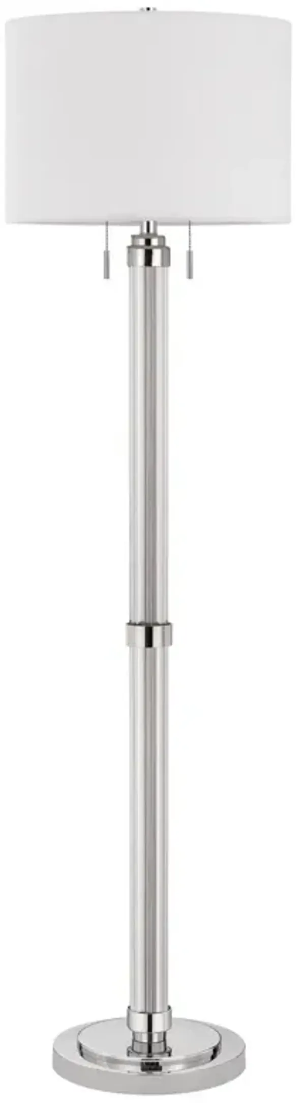 Two Light Traditional Shaped Floor Lamp With White Rectangular Shade - Chrome